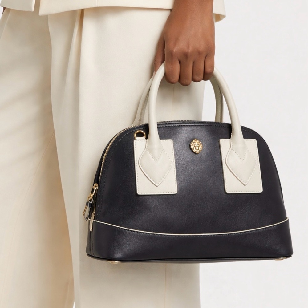 Anne Klein Navy and Cream Satchel